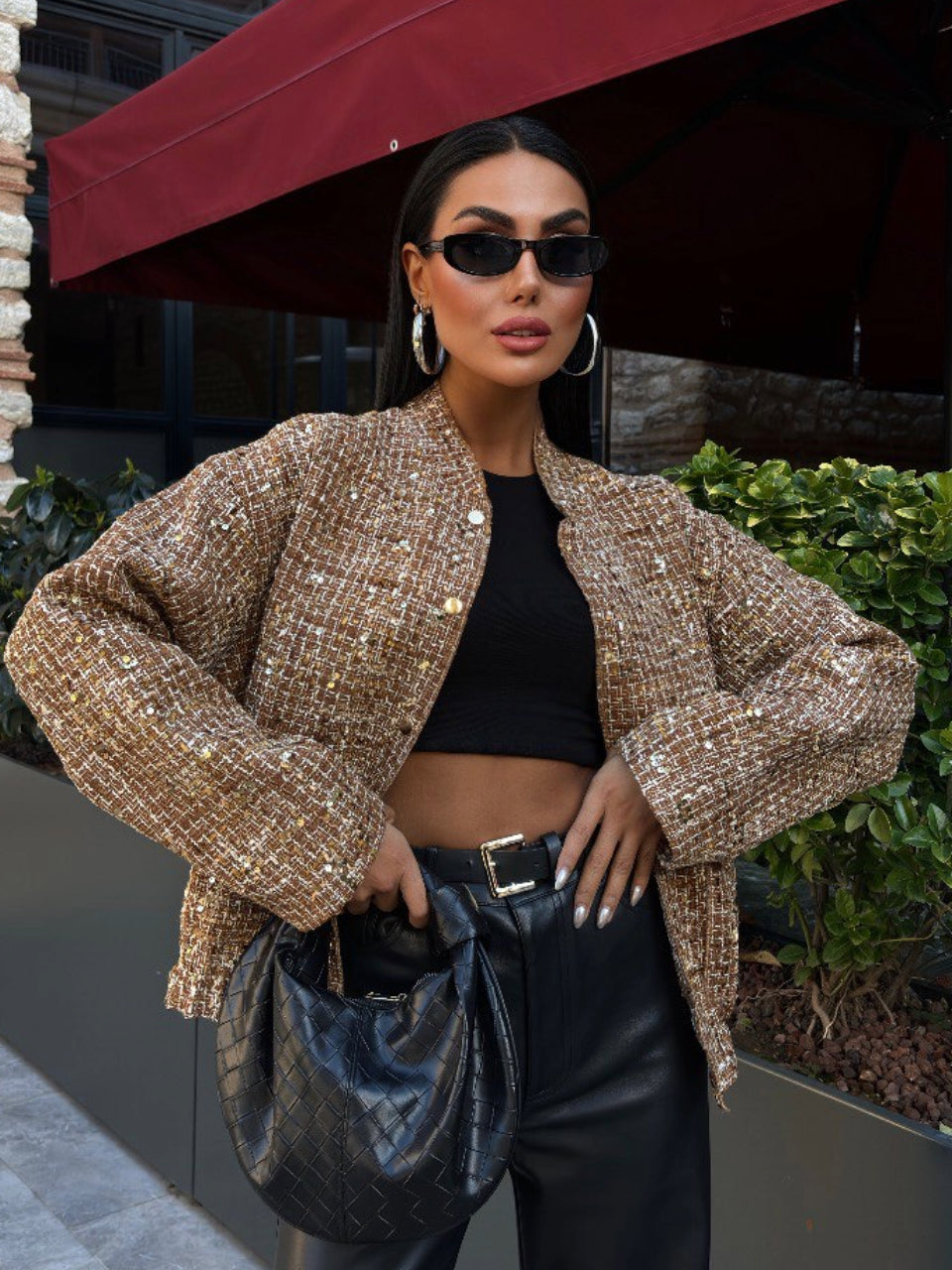 Centre Sequin Bomber Jacket