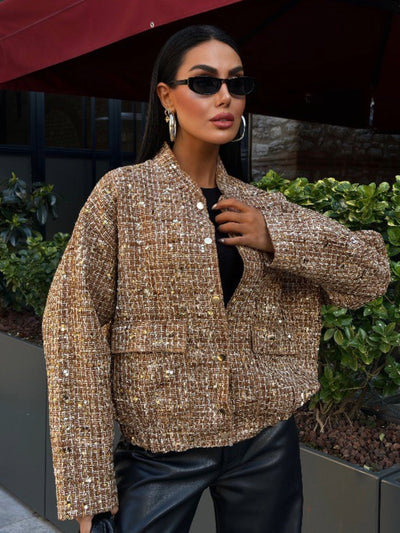 Centre Sequin Bomber Jacket