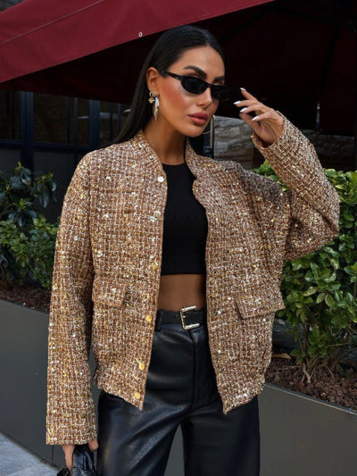 Centre Sequin Bomber Jacket