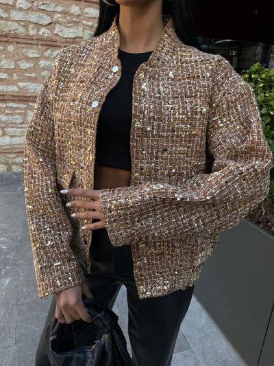 Centre Sequin Bomber Jacket