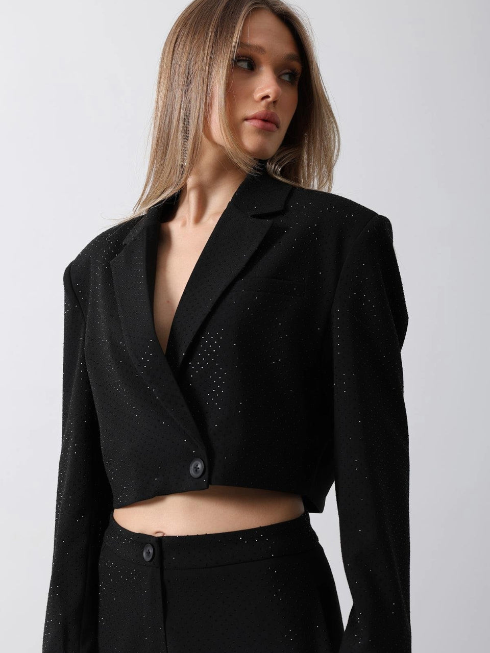 Stone-Embellished Crop Jacket